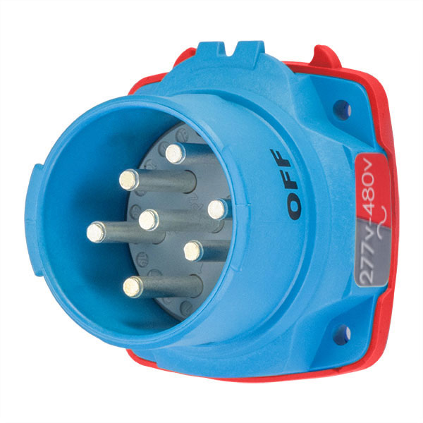 63-38047-972-A155 - DSN30 INLET POLY BLUE SIZE 2 TYPE 4X IP 69 3P+N+G 30A 277/480 VAC 60 Hz +2 AUX WITH NO LOCKOUT HOLE